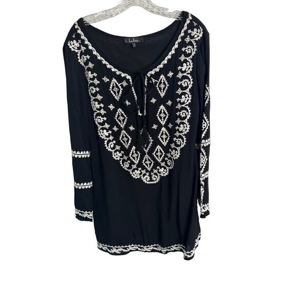 Lulus Black Embroidered‎ Dress - Size M - Picture 1 of 10